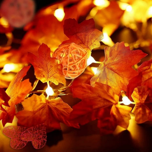 30LED Fall Maple Leaves Fairy String Lights Garland Xmas Halloween Party Decor 